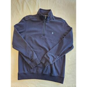 IZOD Mens Pullover Sweatshirt Navy Blue Quarter Zip Long Sleeve Size Small